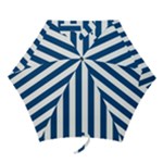 Vertical Stripes - White and Dark Cerulean Mini Umbrella