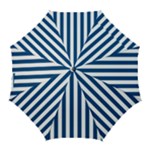 Vertical Stripes - White and Dark Cerulean Golf Umbrella