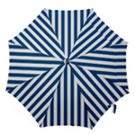 Vertical Stripes - White and Dark Cerulean Hook Handle Umbrella (Large)