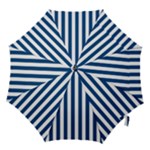Vertical Stripes - White and Dark Cerulean Hook Handle Umbrella (Small)