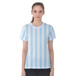 Vertical Stripes - White and Light Blue Women s Cotton Tee
