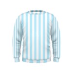 Vertical Stripes - White and Light Blue Kid s Sweatshirt