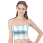 Vertical Stripes - White and Light Blue Tube Top