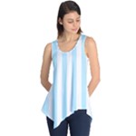 Vertical Stripes - White and Light Blue Sleeveless Tunic