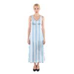 Vertical Stripes - White and Light Blue Full Print Maxi Dress
