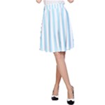Vertical Stripes - White and Light Blue A-Line Skirt