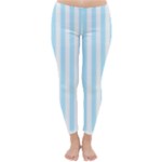 Vertical Stripes - White and Light Blue Winter Leggings