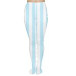 Vertical Stripes - White and Light Blue Women s Tights