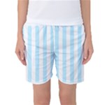 Vertical Stripes - White and Light Blue Women s Basketball Shorts