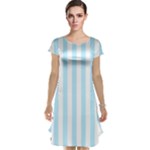 Vertical Stripes - White and Light Blue Cap Sleeve Nightdress