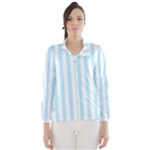 Vertical Stripes - White and Light Blue Wind Breaker (Women)