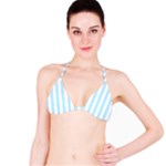 Vertical Stripes - White and Light Blue Bikini Top