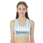 Vertical Stripes - White and Light Blue Women s Sports Bra with Border