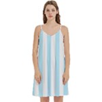 Vertical Stripes - White and Light Blue Women s Reversible Sports Bra with Border