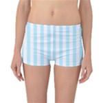 Vertical Stripes - White and Light Blue Reversible Boyleg Bikini Bottoms