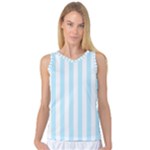 Vertical Stripes - White and Light Blue Women s Basketball Tank Top