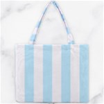 Vertical Stripes - White and Light Blue Mini Tote Bag