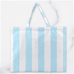 Vertical Stripes - White and Light Blue Zipper Large Tote Bag