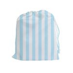 Vertical Stripes - White and Light Blue Drawstring Pouch (XL)