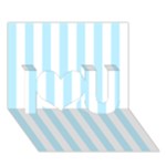 Vertical Stripes - White and Light Blue I Love You 3D Greeting Card (7x5)