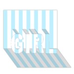 Vertical Stripes - White and Light Blue GIRL 3D Greeting Card (7x5)