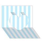Vertical Stripes - White and Light Blue Heart 3D Greeting Card (7x5)