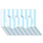 Vertical Stripes - White and Light Blue Twin Hearts 3D Greeting Card (8x4)