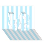 Vertical Stripes - White and Light Blue LOVE 3D Greeting Card (7x5)