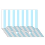 Vertical Stripes - White and Light Blue Twin Heart Bottom 3D Greeting Card (8x4)