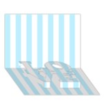 Vertical Stripes - White and Light Blue LOVE Bottom 3D Greeting Card (7x5)