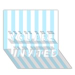 Vertical Stripes - White and Light Blue YOU ARE INVITED 3D Greeting Card (7x5)