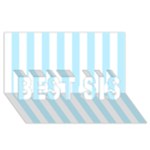 Vertical Stripes - White and Light Blue BEST SIS 3D Greeting Card (8x4)