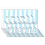 Vertical Stripes - White and Light Blue Best Wish 3D Greeting Card (8x4)