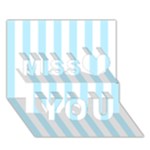 Vertical Stripes - White and Light Blue Miss You 3D Greeting Card (7x5)