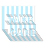 Vertical Stripes - White and Light Blue TAKE CARE 3D Greeting Card (7x5)