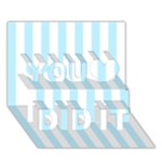 Vertical Stripes - White and Light Blue You Did It 3D Greeting Card (7x5)