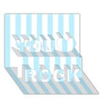Vertical Stripes - White and Light Blue You Rock 3D Greeting Card (7x5)