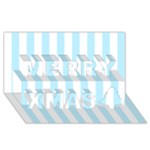 Vertical Stripes - White and Light Blue Merry Xmas 3D Greeting Card (8x4)