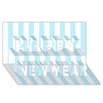 Vertical Stripes - White and Light Blue Happy New Year 3D Greeting Card (8x4)