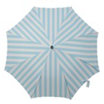 Vertical Stripes - White and Light Blue Hook Handle Umbrella (Small)