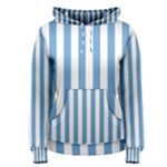 Vertical Stripes - White and Iceberg Blue Women s Pullover Hoodie