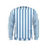 Vertical Stripes - White and Iceberg Blue Kid s Sweatshirt