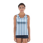 Vertical Stripes - White and Iceberg Blue Women s Sport Tank Top