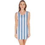 Vertical Stripes - White and Iceberg Blue Bodycon Dress