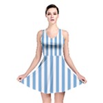 Vertical Stripes - White and Iceberg Blue Reversible Skater Dress