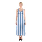 Vertical Stripes - White and Iceberg Blue Full Print Maxi Dress