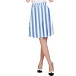 Vertical Stripes - White and Iceberg Blue A-Line Skirt