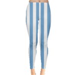 Vertical Stripes - White and Iceberg Blue Women s Leggings