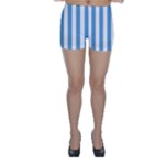 Vertical Stripes - White and Iceberg Blue Skinny Shorts