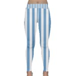 Vertical Stripes - White and Iceberg Blue Yoga Leggings